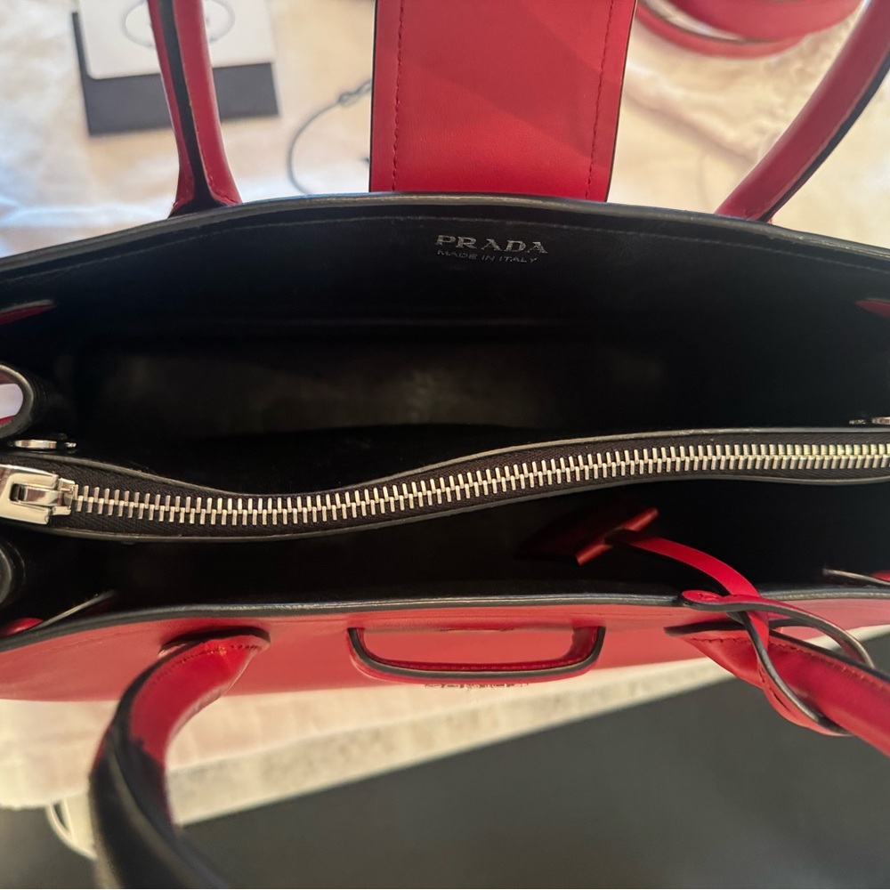 Prada Red Structured Leather Tote - Picture 10 of 11